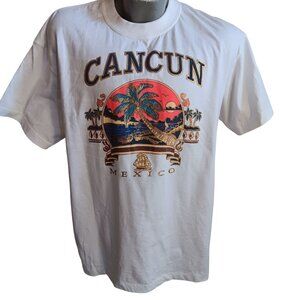 Men's 2XL Single Stitch T-shirt Vintage Cancun Mexico Graphic 1980's Buttery